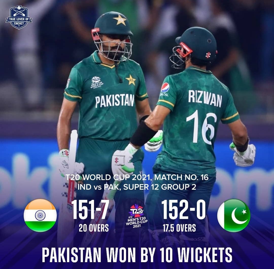 imAkhan_'s tweet photo. Congratulations Pakistan
#PakvsIndia 

Pakistan won by 10 wickets 😍👌🏻
#INDvPAK 
#BabarAzam https://t.co/0BsfzamdD3