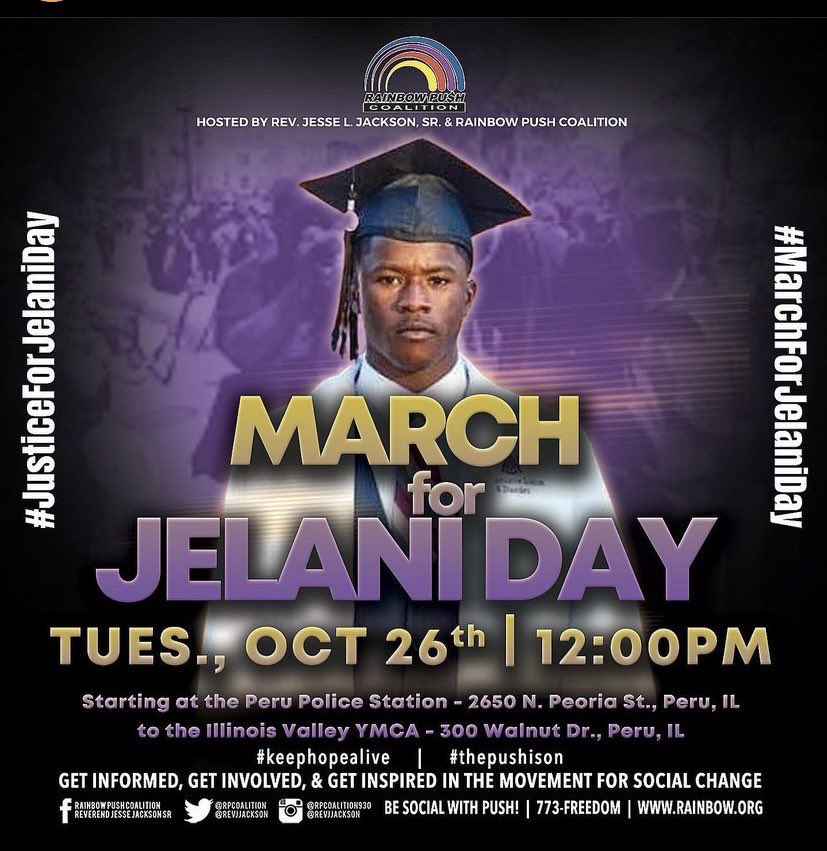 whatuplakerss's tweet photo. If you are in the Chicago area and need a ride to Peru on Tuesday for the March here is the link to register to get free transportation!!! https://t.co/qrjmpSm6gz #MarchForJelani #JusticeForJelaniDay https://t.co/KK1Rbcw0p5