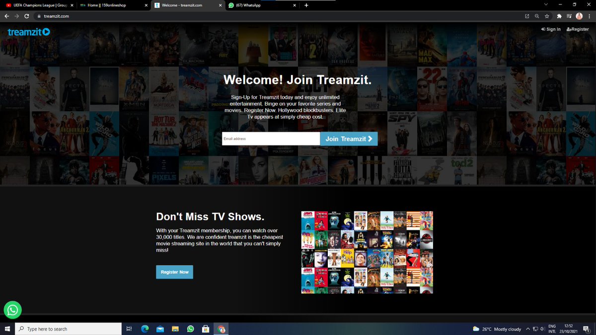 What are you waiting for?? Register on treamzit.com today and enjoy epic movies.. Join the elite.