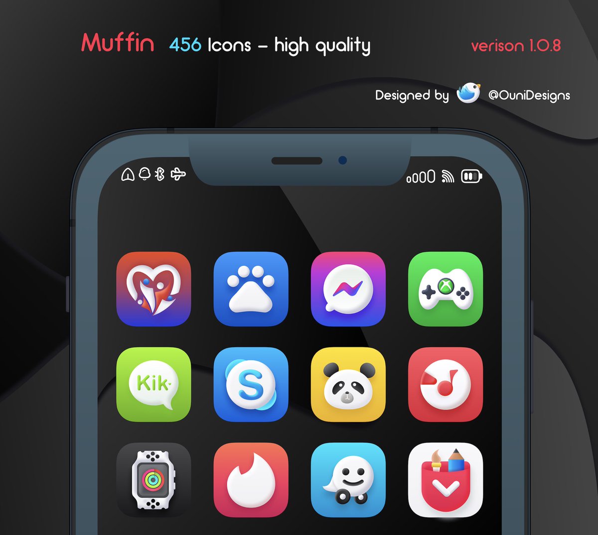 OuniDesigns's tweet image. Check out Muffin  #UntetherDay 🎉

Features:

432 icons high quality ( 3D design ) 
66 Alternative icons
Custom Settings
Icon Mask
Black wallpapers
AE Overlay effects

The theme is available for shortcuts app

Get it here
store.geometricsoftware.se/packages/com.o…