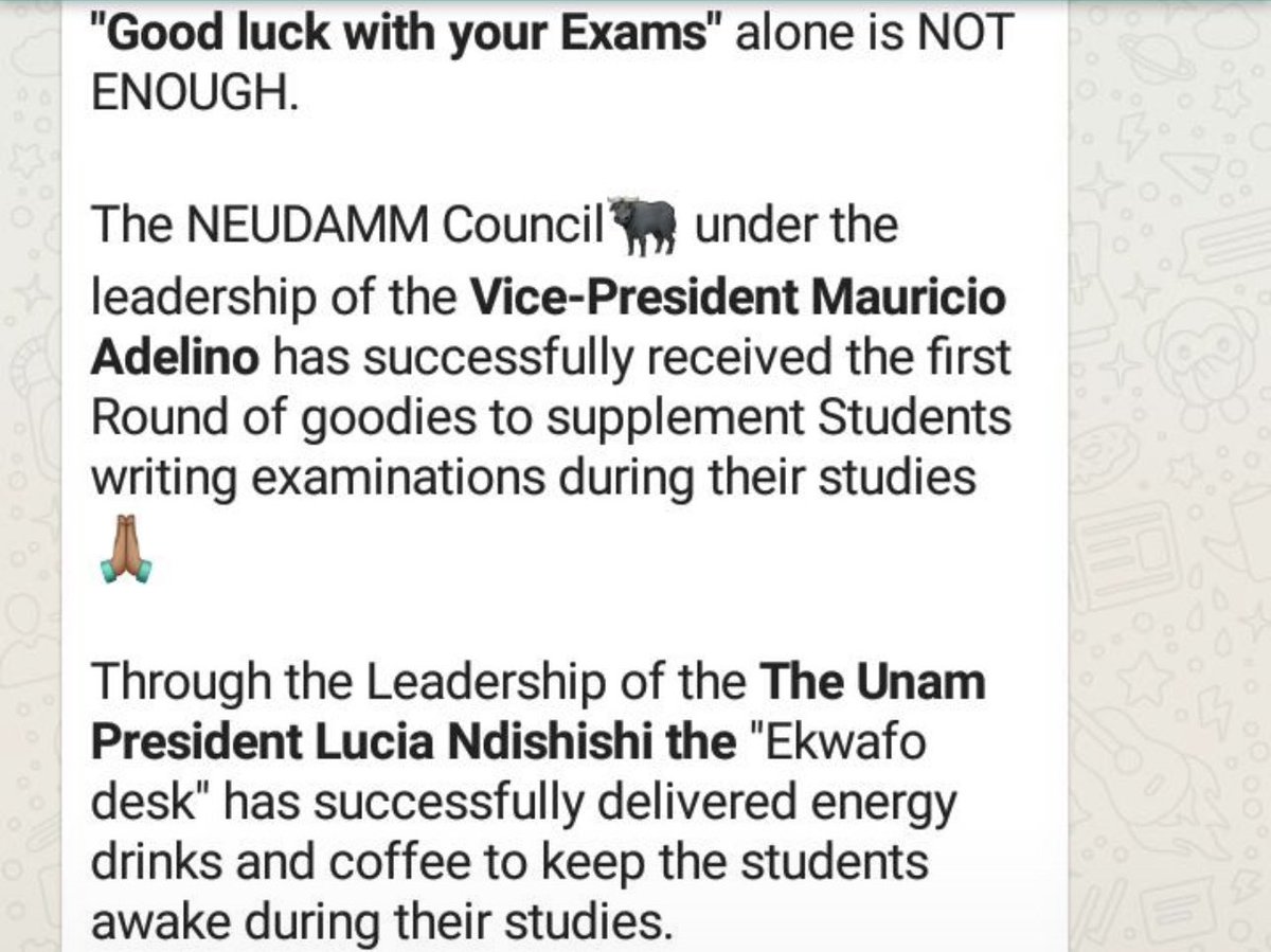 unamsrcofficial's tweet photo. π Neudamm Campus SRC Exam Support. #WeMustGraduate #UsWeAreGoingToPass βπΎ https://t.co/mSSasqu3En