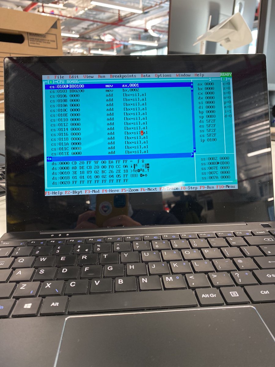 ld_86's tweet photo. The goal is obviously run Turbo Debugger on that thing. (And DOS Space Invaders). https://t.co/DUI6XE6Lrh