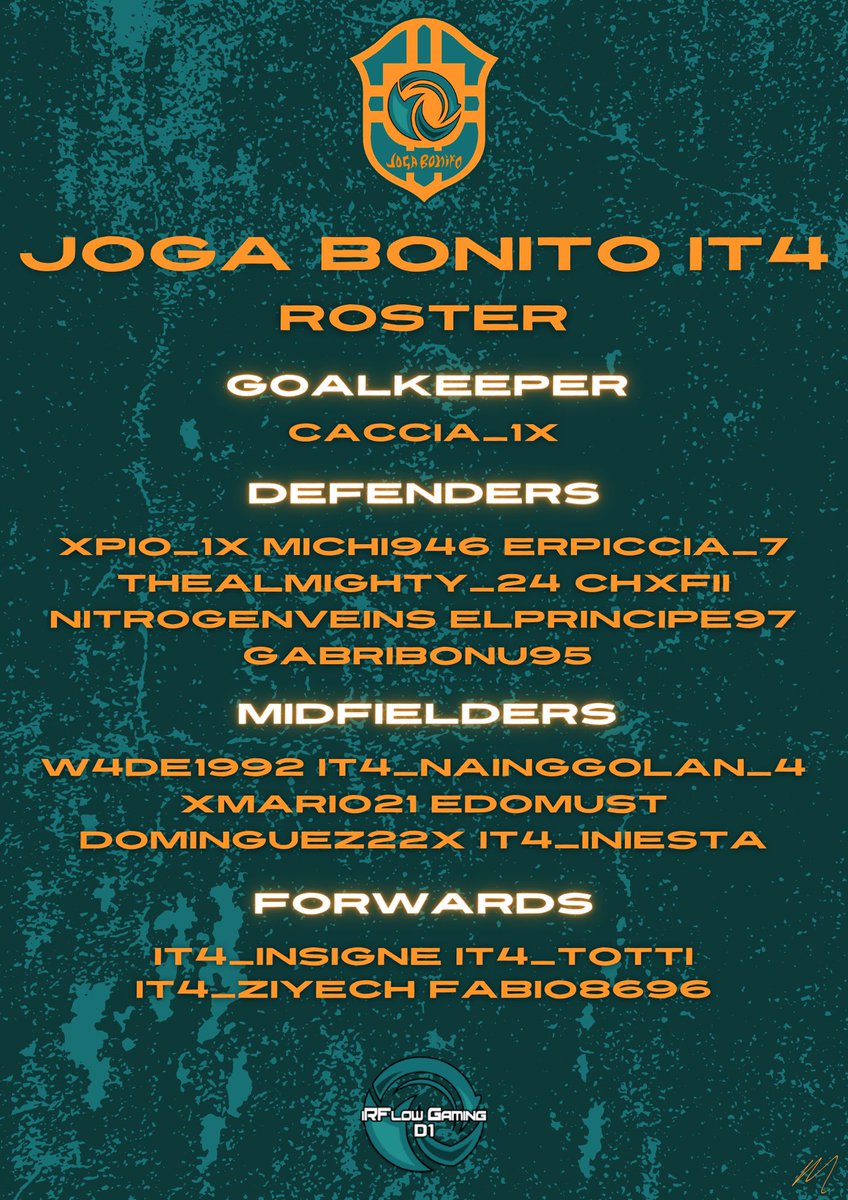 Joga Bonito IT4 (@jogabonitoit4) on Twitter photo ๐Roster #FIFA22 D1RF Joga Bonito
Ecco i giocatori rappresenteranno il team per la prossima stagione di <a href="/VPLItaly/">VPL Italy ๐ฎ๐น</a> e <a href="/VPLglobal/">Virtualproleague</a> ๐ง๐ท๐ช
Buon inizio di stagione a tutti i club partecipanti!
#ProClubItalia #ForzaJoga ๐Roster #FIFA22 D1RF Joga Bonito
Ecco i giocatori rappresenteranno il team per la prossima stagione di <a href="/VPLItaly/">VPL Italy ๐ฎ๐น</a> e <a href="/VPLglobal/">Virtualproleague</a> ๐ง๐ท๐ช
Buon inizio di stagione a tutti i club partecipanti!
#ProClubItalia #ForzaJoga