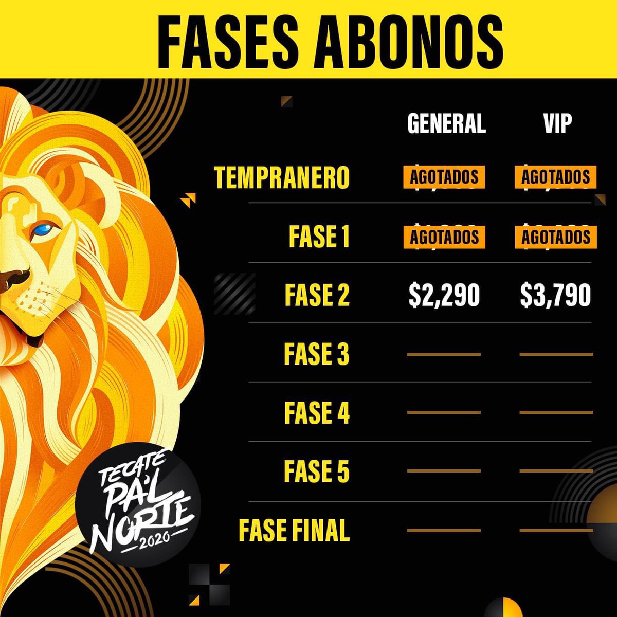 tacvborja's tweet photo. Vendo abonos @TecatePalNorte fase 2 sin cargo por servicio. $2290.00 c/u.
Interesados enviar DM.
#PalNorte #Monterrey #FooFighters #TameImpala @reclu @Chava_Rock https://t.co/unvQ5quW9n