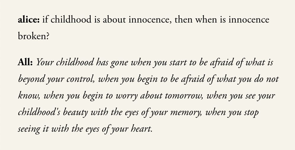 we asked All from <a href="/_makes_us_human/">What Makes Us Human</a> 

when is innocence broken?