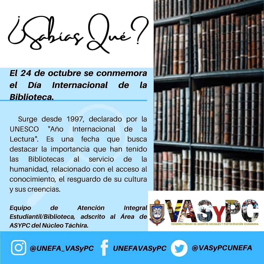 MaylinU's tweet photo. #DíaInternacionaldelaBiblioteca @VasypcUnefa @Nucleo_Tachira #AIEUnefaNúcleoTáchira #ASYPCUnefaNúcleoTáchira https://t.co/O5HvHU1Q98