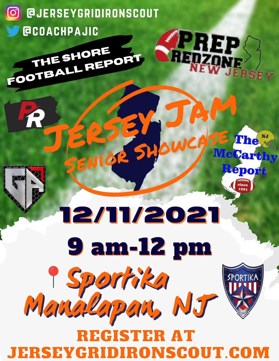 CoachTomPajic's tweet photo. 🚨Registration Open‼️Jersey Jam Sr Showcase.  ALL ‘2️⃣2️⃣ HS/Prep/Juco 1stSpot @SportikaSports Register TODAY:  https://t.co/lk7yorErhb  🏈💯 #CollegeExposure #InPersonEvaluations #StackDays 🔸🔹🔸 #Opportunity https://t.co/eFJAFnLadi