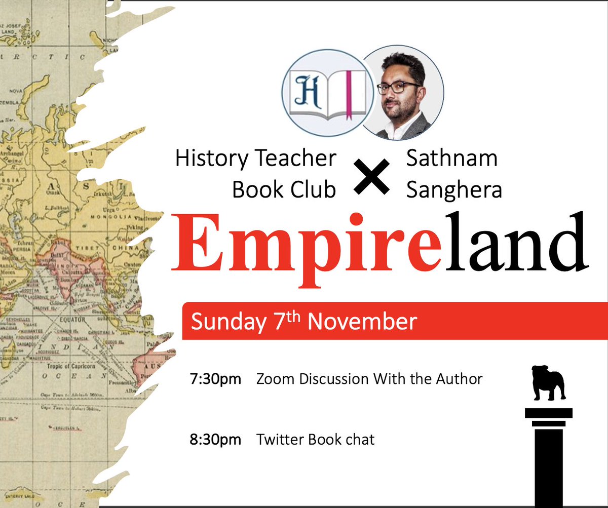 We will be discussing Empireland with the author <a href="/Sathnam/">Sathnam Sanghera</a> via Zoom on Sunday 7th November at 7:30pm. Followed by our traditional Twitter book chat. Sign up opens tomorrow at 7:00pm. We hope to see you there! #HTBC  <a href="/1972SHP/">SHP</a> @TMHistoryIcons <a href="/BeBoldHistory/">BeBold History Network</a> <a href="/histassoc/">Historical Assoc</a>