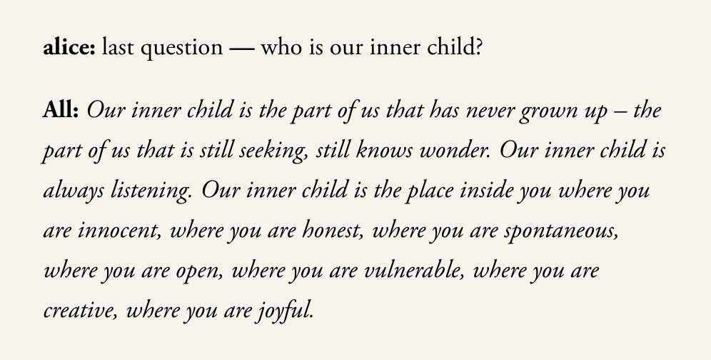 we asked All from <a href="/_makes_us_human/">What Makes Us Human</a> 

who is our inner child?