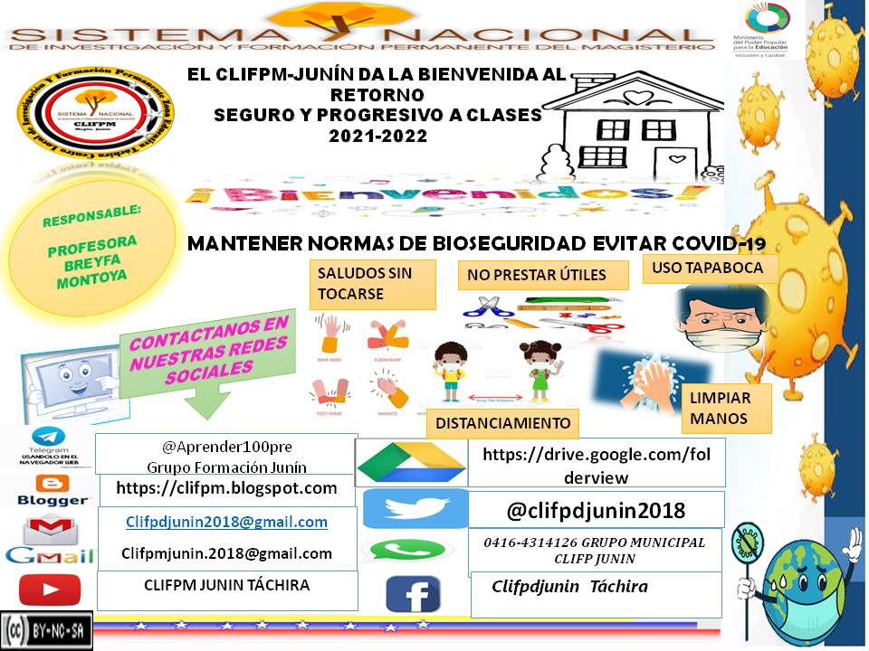 clifpmjunindice#DigamosPresente en este retorno seguro y progresivo a clases desde el 25 octubre <a href="/_LaAvanzadora/">Yelitze Santaella</a> @MPPEDUCACION <a href="/charlychaves/">Charly Rojas Chaves</a> @formacionzet <a href="/2018Cra/">CDCE Junín Táchira</a> <a href="/avsecenamec/">AVSE CENAMEC</a> <a href="/supervisionZET1/">SupervisionZET</a> <a href="/bracluis/">Luis Alberto Bracho</a> <a href="/RosangelaOrozco/">Rosangela Orozco</a> <a href="/NicolasMaduro/">Nicolás Maduro</a> @SPETachira <a href="/FreddyBernal/">Freddy Bernal</a>