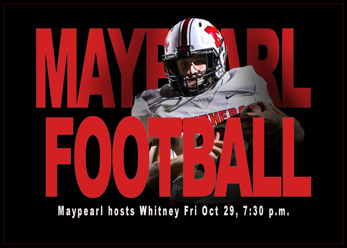 drjlstewart's tweet photo. A key District 7 football game will be played in Maypearl when the home team Panthers (5-2, 3-1) host Whitney (3-5, 2-2), Friday, Oct 29, 7:30 p.m. This is big ... a big game with all sorts of playoff implications on the line. https://t.co/dkhKD5b9Ys