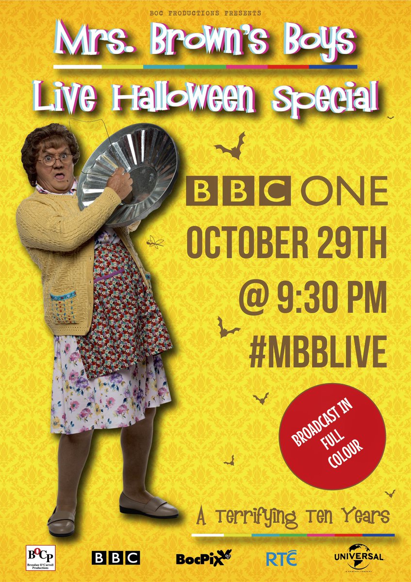 MrsBrownsBoys's tweet photo. We’re live next Friday with our Halloween Special at 9:30 pm on BBC ONE 🎃 #mbblive https://t.co/PJYtKkJ3oI