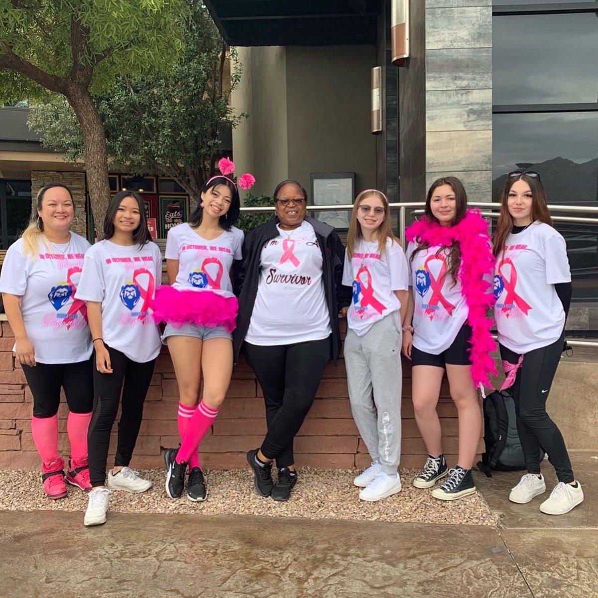 Dynasty__DST's tweet photo. Today we walked for @MRSDACARTER & CW love yโall!! ๐๐ Shoutout to Created by Hans for the dope shirts ๐ #BeatCancer #Survivors #HakunaMaTATAs #VistaDynasty๐ #OneFamilyOneSound #DanceTeam #StepTeam #D4L #Stepping #StepIsLife #DanceIsLife #Steppers #Vegas #VegasSteppers https://t.co/R8ffzpP9zI