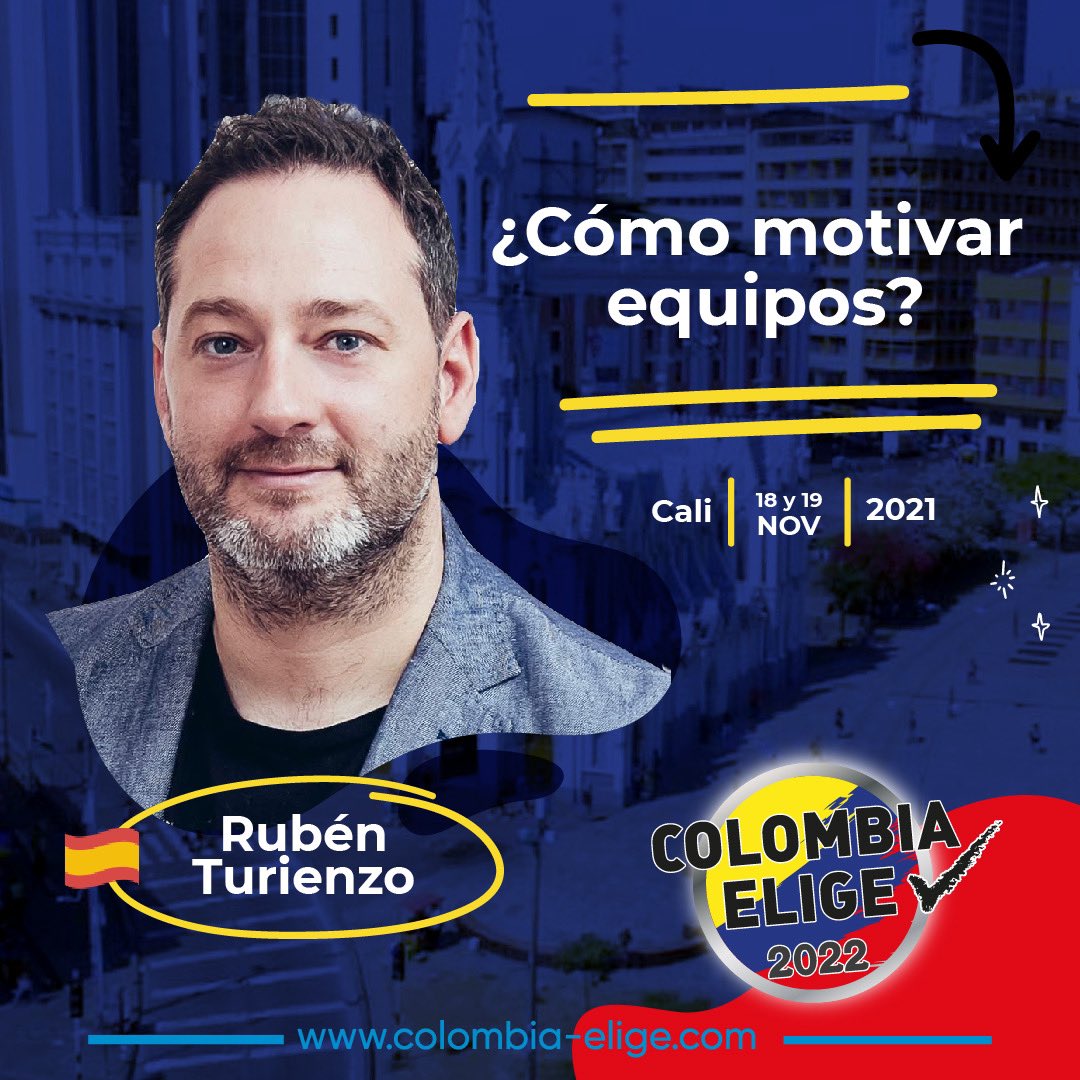 CumbreCP's tweet photo. ¿CÓMO MOTIVAR EQUIPOS?
Será la conferencia de @rubenturienzo 🇪🇸 en #ColombiaElige2022 desde 🇨🇴 Cali📍este 18 y 19 de noviembre.
👉🏻Inscripciones: https://t.co/JjuDytT1uF
⚡️Los mejores exponentes ¡Aquí! https://t.co/ZPMLTSUk3Q