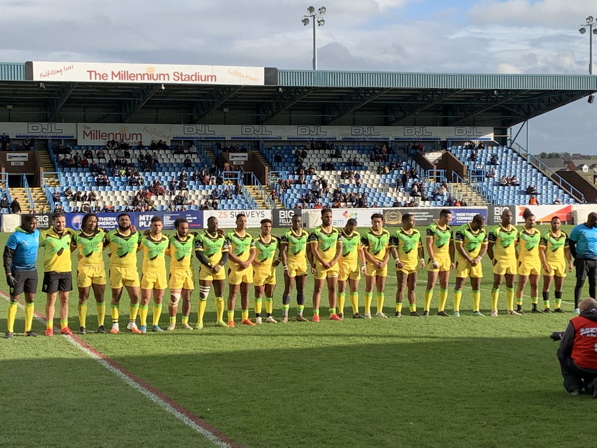 JakeOgden's tweet photo. Great to watch @Reggae_Warriors @JAMRugbyLeague  take on @scotlandrl , huge well done to all involved. #Jamaica @jacob_ogden98 @jermainec17 @alexsimmonstv @YorkKnightsRLFC https://t.co/qYWehx1ejg