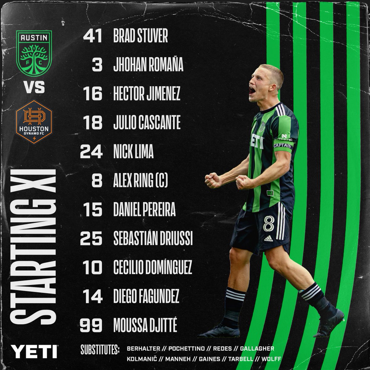 AustinFC's tweet photo. Taking the pitch for #ATXvHOU. 💪

#AustinFC x @YETICoolers https://t.co/0skgR0fjsm