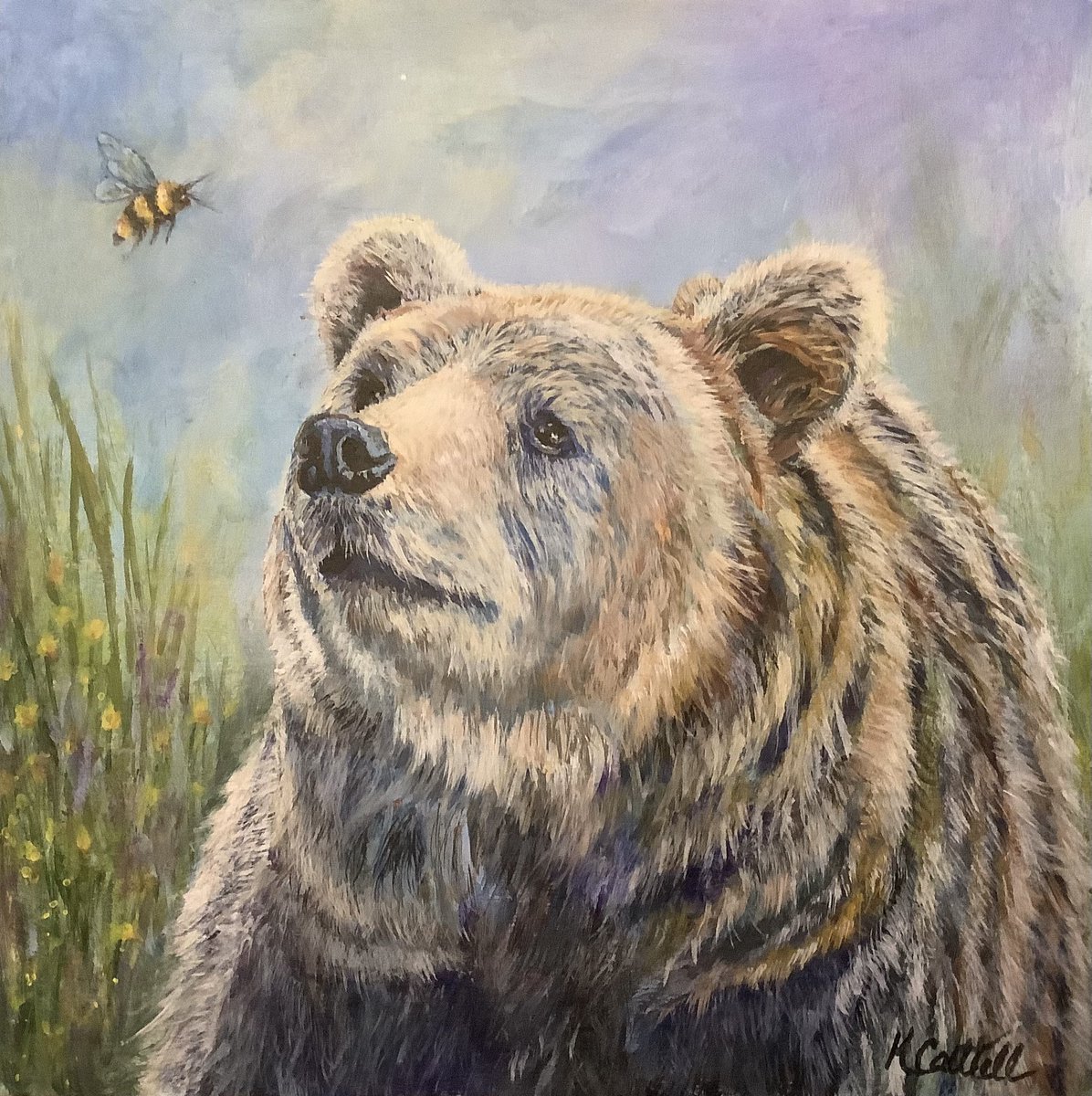 Practicing painting fur on this not too scary looking grizzly.