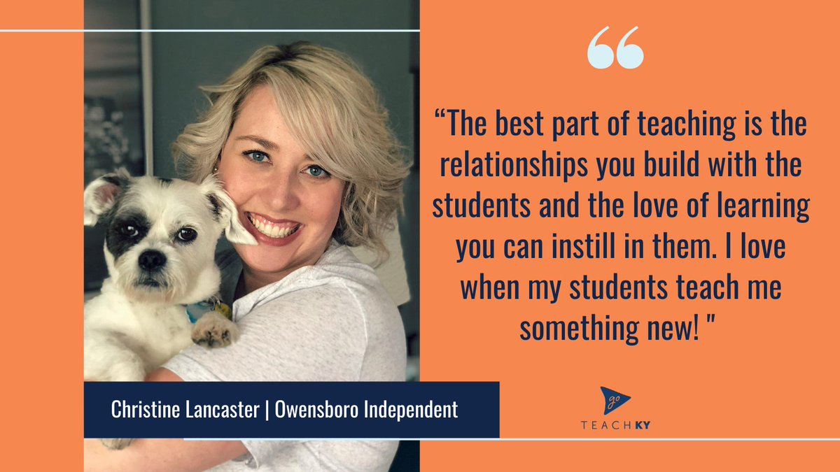 GoTeachKY's tweet image. Christine Lancaster teaches at Estes Elementary in Owensboro Independent. She found her #JoyOfTeaching in instilling a love of learning in her students.