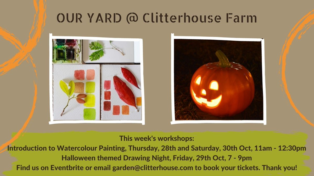 clitterhouse's tweet photo. Don't miss this week's Introduction to Watercolour Painting and our Halloween themed Drawing Night! To book your tickets, please email garden@clitterhouse.com or find us on Eventbrite. We would love to see you! 🙂 https://t.co/XRQcXtpkAm