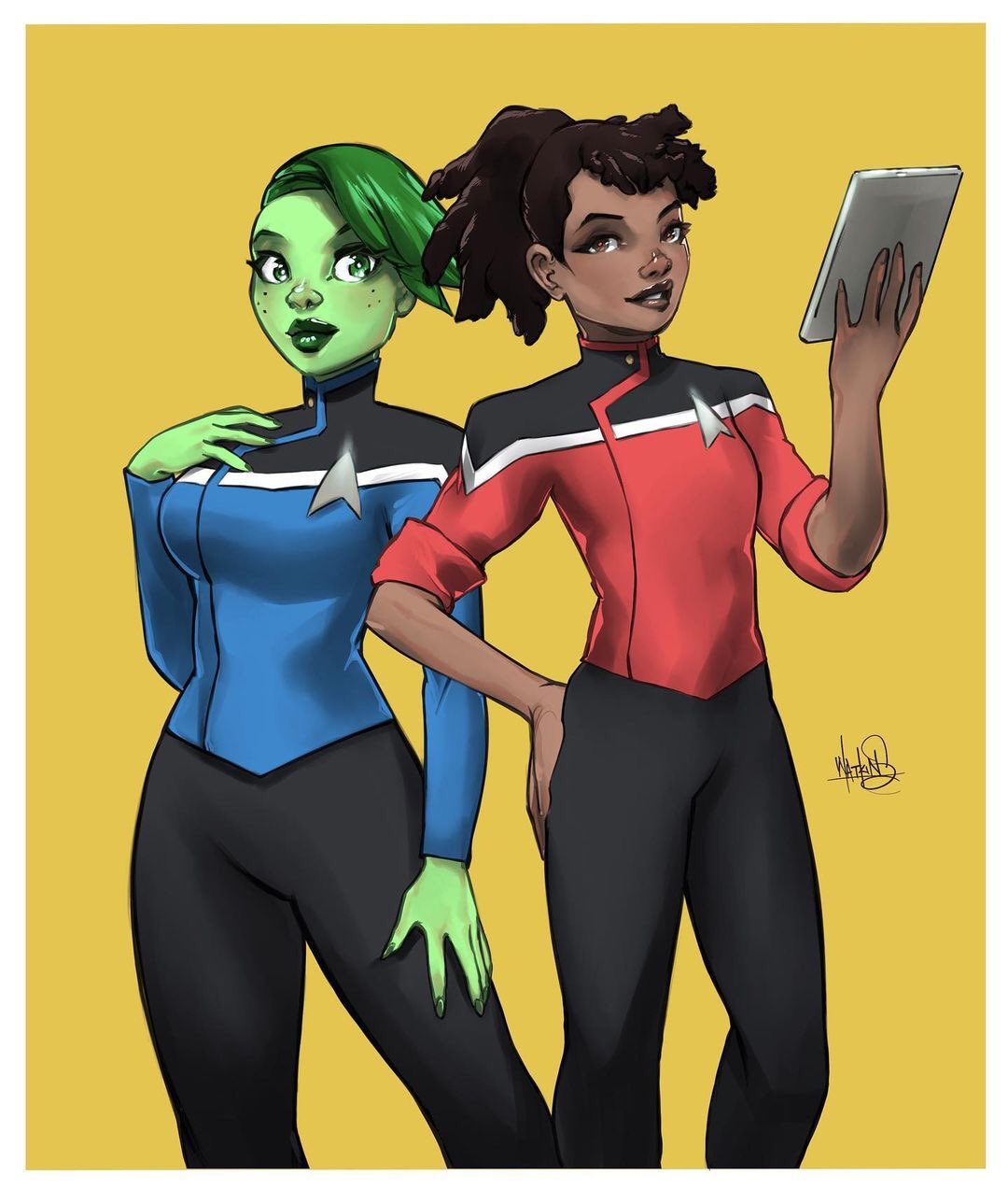 FTO: Talk on Twitter: "I'm never going to stop taking this show. Such a big fan. Source • #flatliner74 Tendi and Mariner. Fanart for Star Trek Lower #procreate #starTrek #