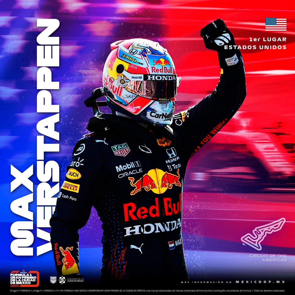 mexicogp's tweet photo. ¡@Max33Verstappen gana el #USGP! 🏆🏎🎉
Y doble podio para @redbullracing con @SChecoPerez en 3ro. 👏
#F1 https://t.co/sN8C4wIkWI