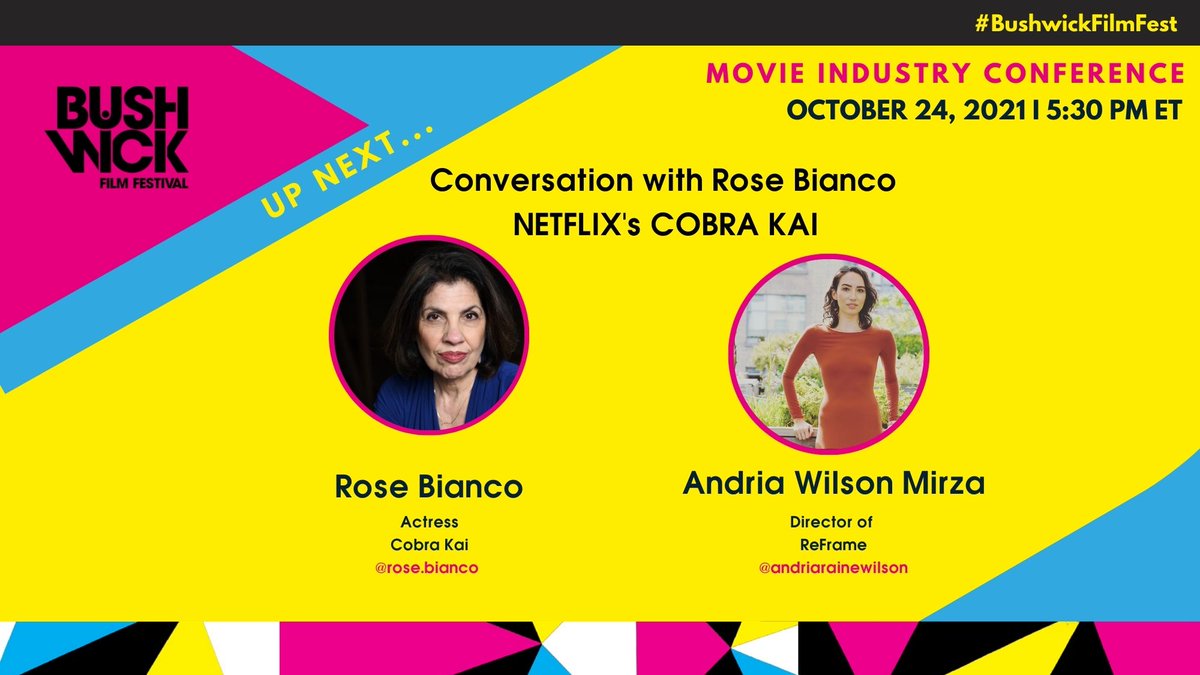 Calling all the <a href="/CobraKaiSeries/">Cobra Kai</a> fans📢 
We have Yaya @rosamariabianco in the house moderated by <a href="/andriawilson/">Andria Wilson Mirza</a>, Director of <a href="/ReFrameProject/">ReFrame Hollywood</a>! Join us now: bit.ly/2WNYqc5

#BushwickFilmFest
