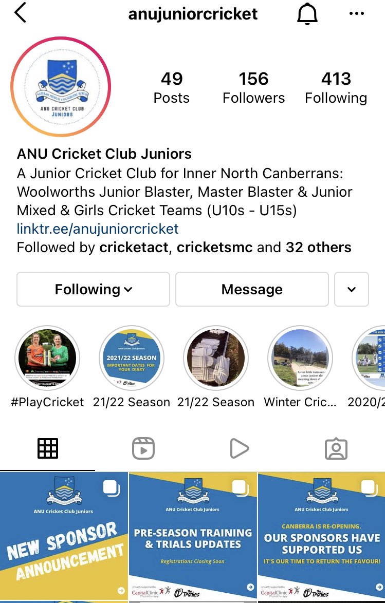 anuccjuniors's tweet photo. ANU Cricket Club Juniors has finally made it over to the Tweeter box ! You can also follow us on IG &amp; FB [at]anujuniorcricket ! 🏏🙏🏼

Find out more (including how to register for the upcoming season) via our Linktree here: https://t.co/aBn8CrPvKr

#playcricket #juniorcricket https://t.co/AMCBqemy0D