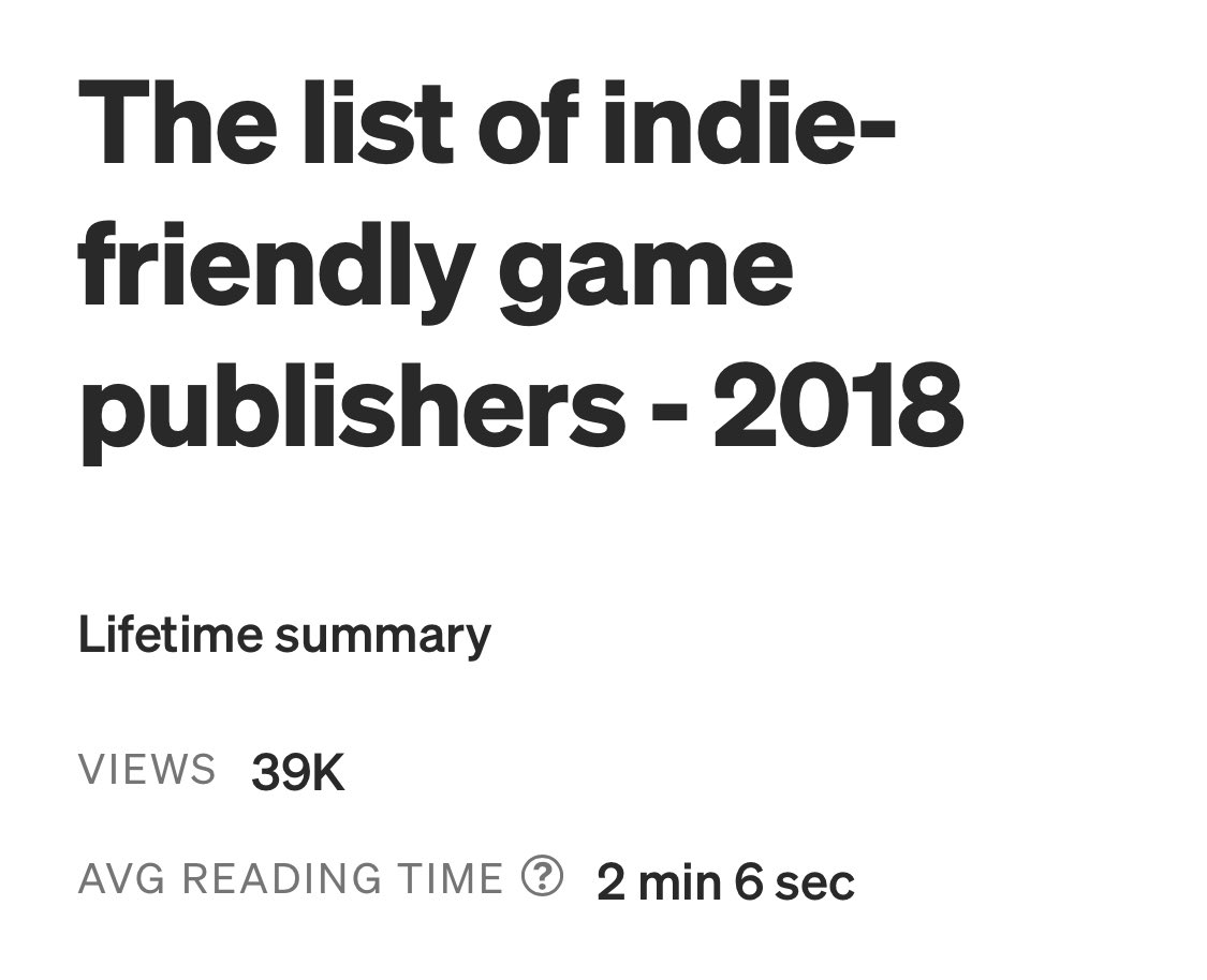 Ash_Woodlander's tweet image. Just… wow! 39k views on my list of indie-friendly game publishers! So, I decided to update it to 2021! link.medium.com/J54TLFuNCkb #gamedev #indiedev #indiegames #indiegame