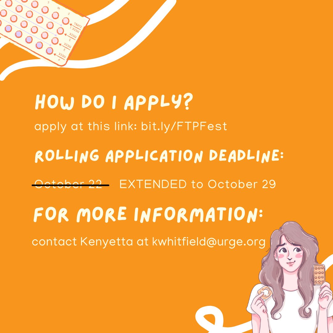 🚨DEADLINE EXTENTION🚨
Want to be paid to create content discussing how accessible over-the-counter birth control would support young people? Submit a proposal for #FreethePill Fest by Friday, October 29th!
forms.office.com/pages/response…