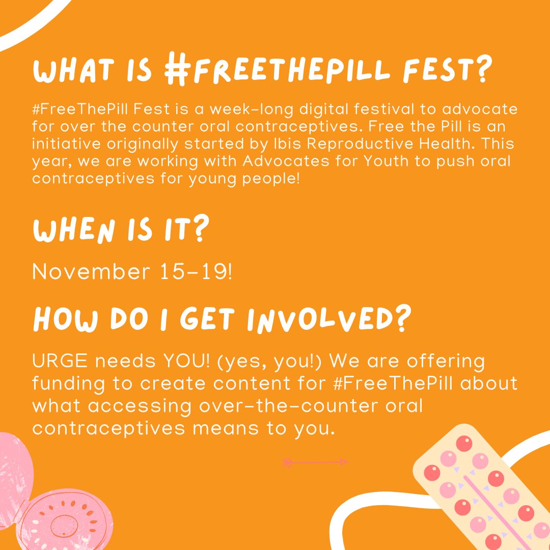 UrgeUA's tweet photo. 🚨DEADLINE EXTENTION🚨
Want to be paid to create content discussing how accessible over-the-counter birth control would support young people? Submit a proposal for #FreethePill Fest by Friday, October 29th!
https://t.co/WpRkQkMDS3 https://t.co/xV3KHRaY3i