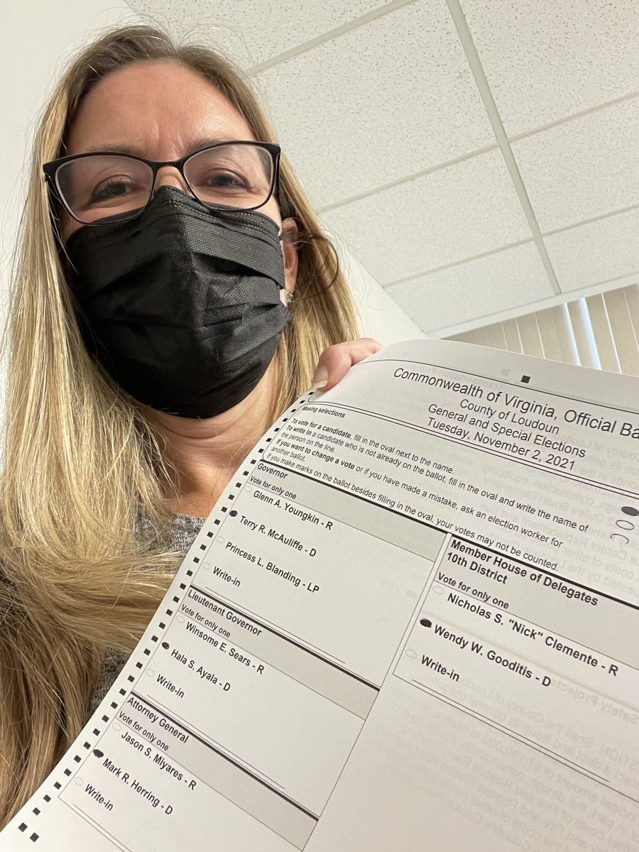 Today I cast my ballot for @TerryMcAuliffe, @HalaAyala, @MarkHerringVA, and @WendyGooditisVA.

There’s too much at stake in this election to sit it out. Make a plan to vote blue to defend our majorities and win the Governor’s mansion.

iwillvote.com/va