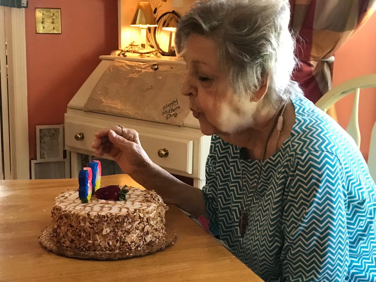Evening all. I found a pic of me mum celebrating her last birthday last year. She lived to be 80. My sisters and I miss her quite alot.