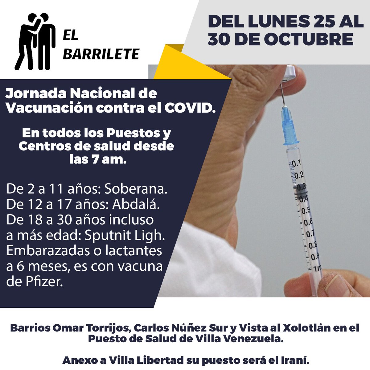 Todos los niños y jóvenes a vacunarse desde este lunes 25 octubre, contra el covid 19 #UnidadParaLaProsperidad #TodosJuntosVamosAdelante #COVID19 #VacunandonosPuebloQueVence @OsmaraRodriNica @AdelanteSiempr4 @ElManifiesto79