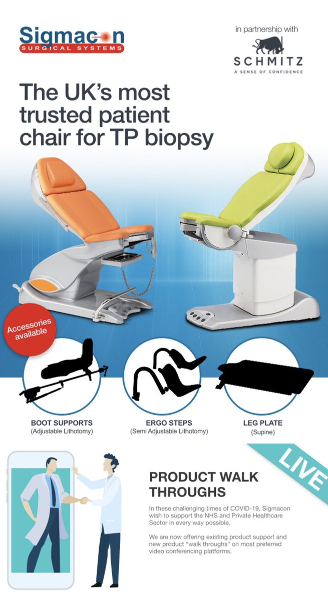 We offer two chairs for TP prostate biopsy from @SchmitzSoehne Jason Haigh explains our most popular solution - the Arco-matic Chair with the @kyra_medical Comfort Stirrups.

bit.ly/3nEEgJL

#sigmacon #schmitz #urology #prostatecancer #tpbiopsy #transperinealbiopsy