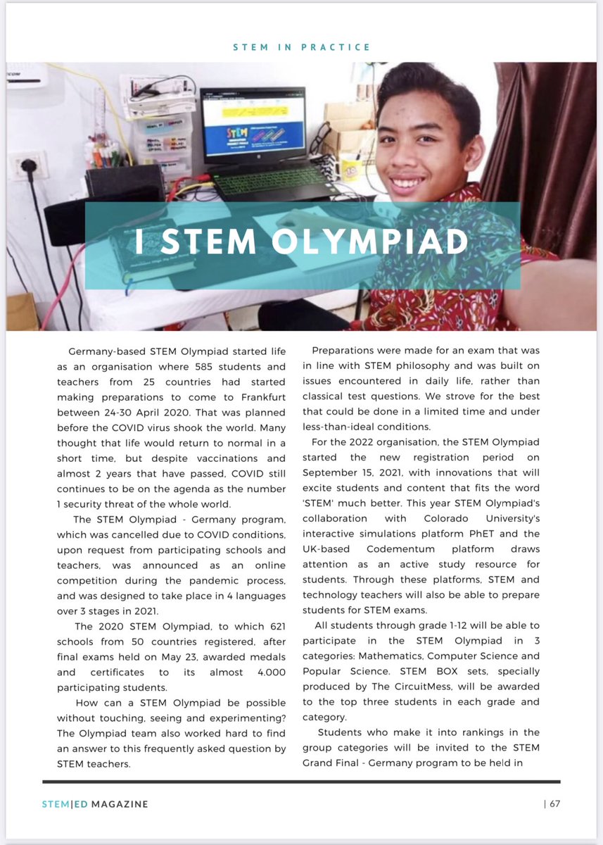 StemOlympiad's tweet photo. We strongly advise all STEM educators and enthusiasts to follow and subscribe to STEM Magazine. Thank you for your support as a media sponsor. https://t.co/fP8Vo2XIWI