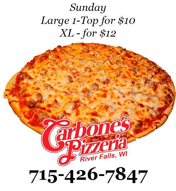 RFCarbones's tweet photo. ALL DAY SUNDAY!!!
715-426-7847
#rfcarbones #riverfallspizza #sundayfunday https://t.co/ommVgg0pVh