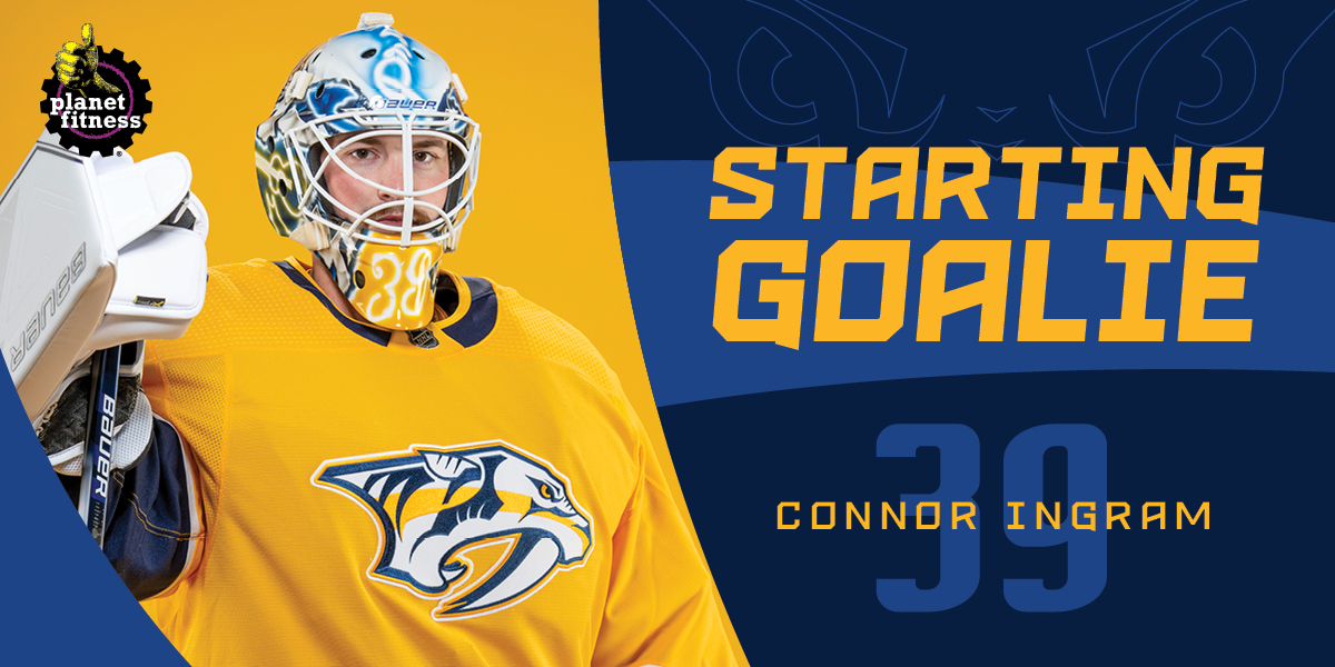 Connor Ingram leads the team out for his first NHL start!

<a href="/PlanetFitness/">Planet Fitness</a> | #NSHvsMIN
