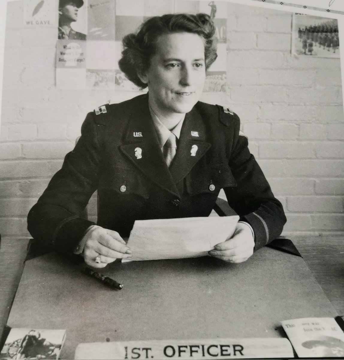 WomenAtWar2's tweet photo. #WAAC 1st Officer Katherine R. Goodwin, a member of the first WAAC officer candidate class of 440 women. She went on to become Lieutenant Colonel Goodwin head of the 50,000 #ArmyServiceForces WACs.#WAC #officer #USArmy #womenatwar #womensarmycorps #womenshistory #WWII @AW__Museum https://t.co/Pa21uvObRg
