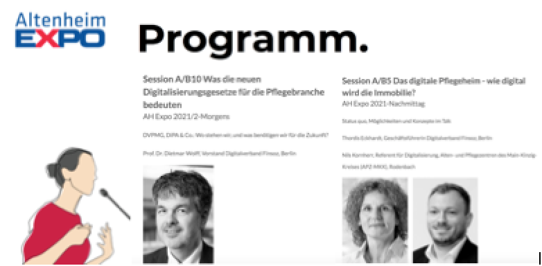 In elf Stunden startet endlich wieder die #AltenheimExpo: Digitalisierung, innovative Wohnformen und moderne Personal- und Finanzierungskonzepte stehen im Fokus des Jahres 2021. Als Referenten dabei: FINSOZ-Vorstand Prof. Dr. #DietmarWolff und -Geschäftsführerin #ThordisEckhardt.