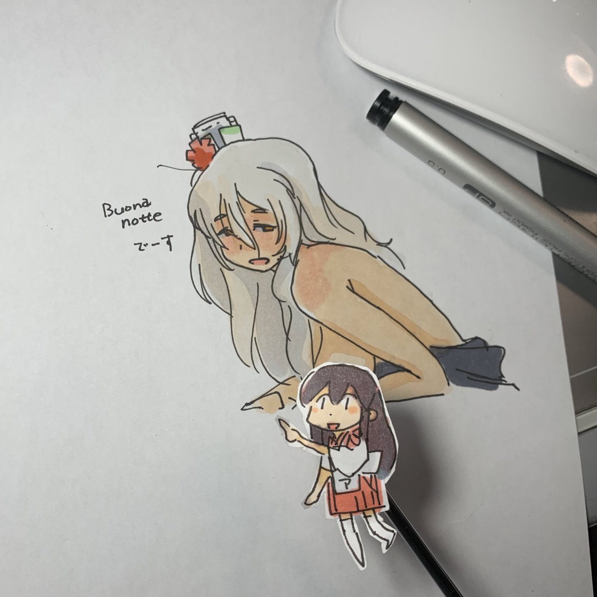 武蔵(艦これ) 「#このタグを見た人は一番えっちな海外艦を貼る
酔っぱらい 」|ひじからのイラスト
