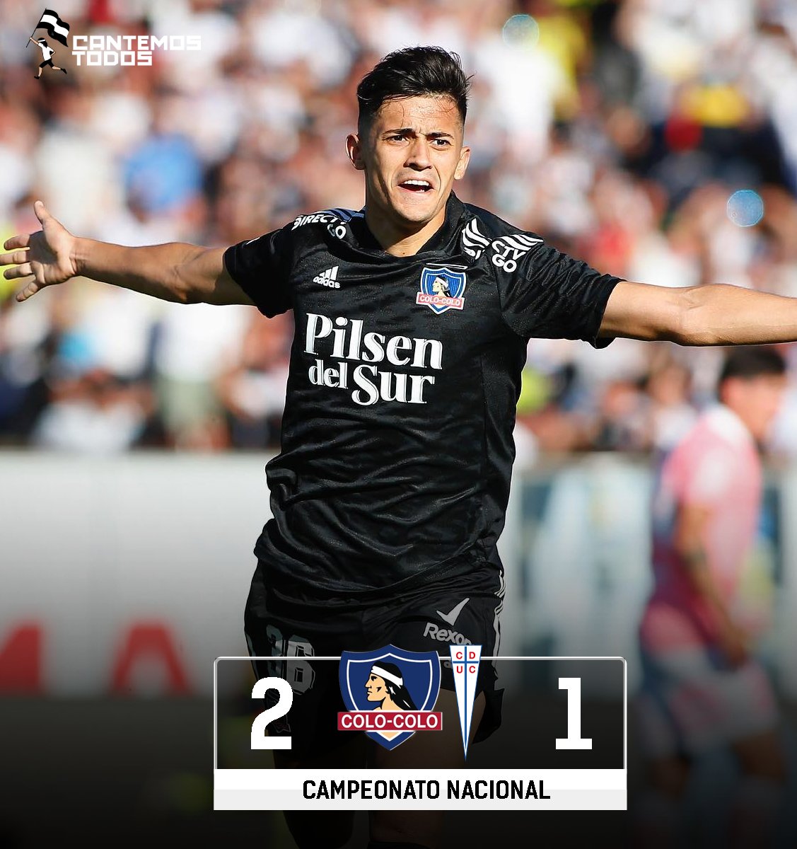 Cantemostodoscl's tweet photo. ¡Terminó el partido!

#ColoColo es Chile. El Cacique lo gana en la agonía y vence 2-1 a Universidad Católica, con goles de Solari y Parraguez.

#VamosColoColo #Vamosporla33 https://t.co/4Anr8BkV7v