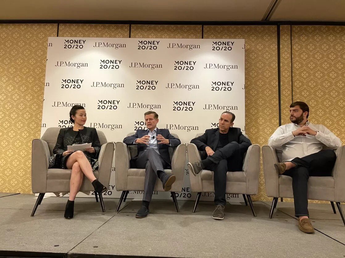 DouglasFeagin's tweet photo. Great to talk to Juan Pablo Ortega @SaraHsuChina and @RayRuga @money2020 about the advancements in #digitalpayments and #fintech in Asia and LatAm – from the rise of mobile payments to #blockchain and #GreenFinance. #Money2020USA https://t.co/mtY3BozpWh