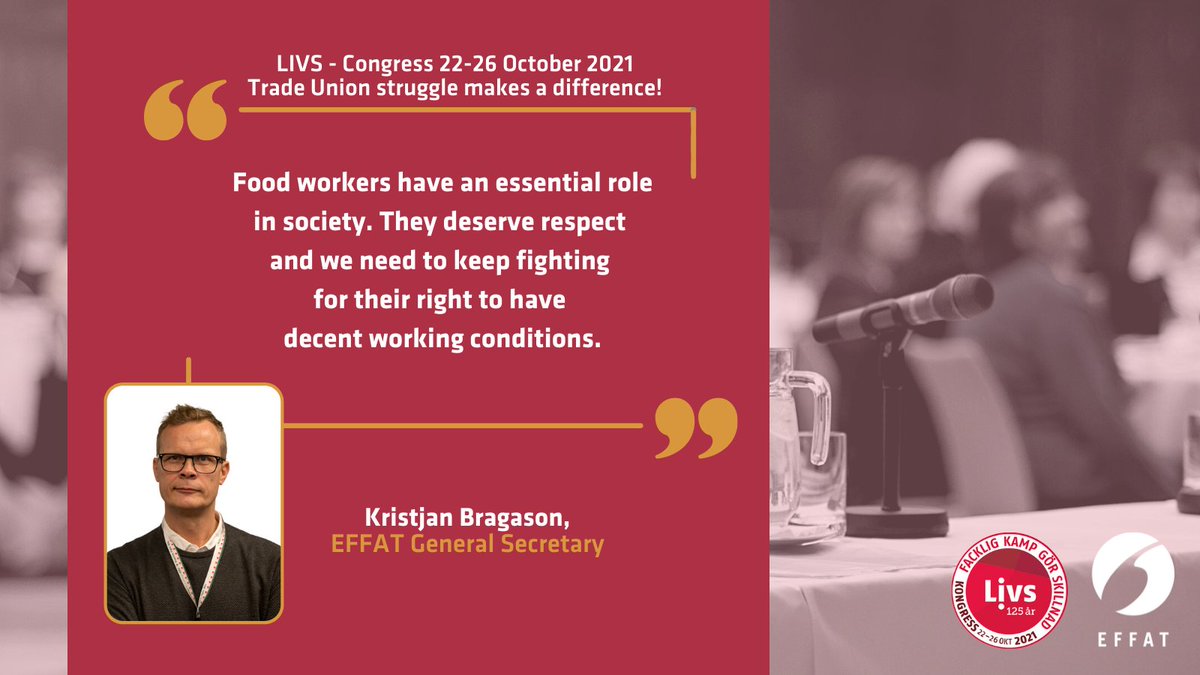 🇸🇪#EFFAT sends its greeetings to our Swedish Affiliates in the food sector <a href="/LivsSverige/">Livs</a> currently holding their #Congress under the slogan - 'Trade Unions Struggle Makes a Difference'. #livskongress2021 @EFFAT_GS @WiebkeWarneck