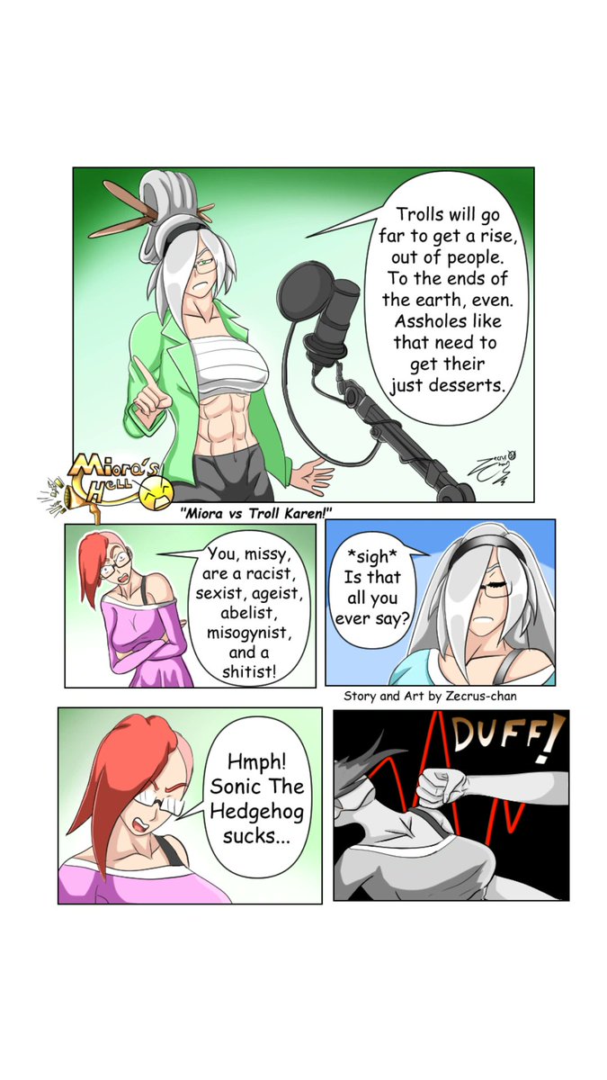 ZecrusChan17's tweet photo. New Miora's Hell page for you all. In this one, Miora talks about how people can go to great lengths to troll people...even if it means insulting her favorite video game franchise lol XD
#miorashell #webcomics #animeartist #animeart #webtoon https://t.co/9JSaMyAe3p