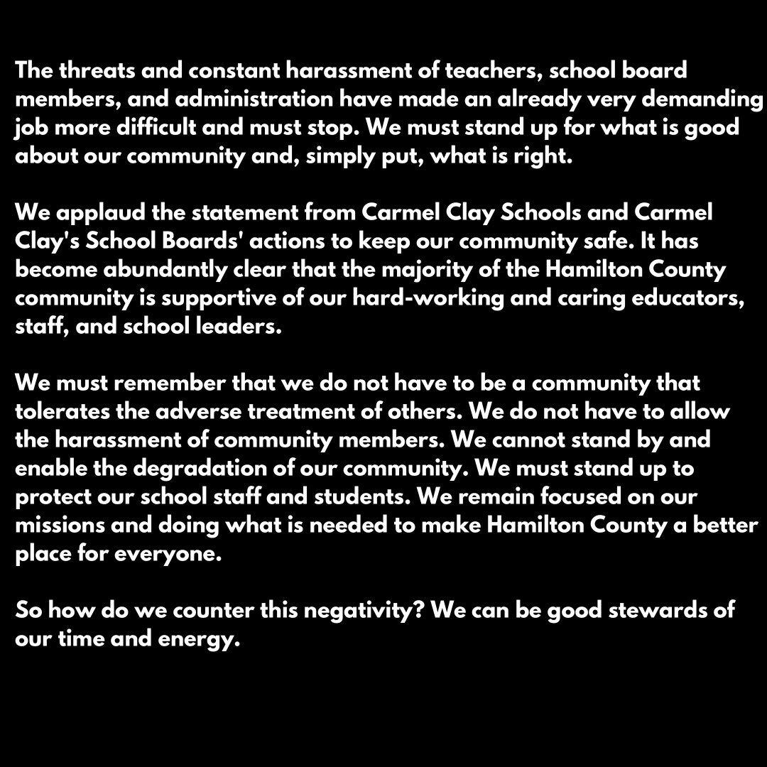 RECNFishers's tweet photo. A statement to our community from RECN, Communities Allied for Racial Equity, and Westfield Parents for Change. @CARE_Indiana https://t.co/7eBjPoq0tC