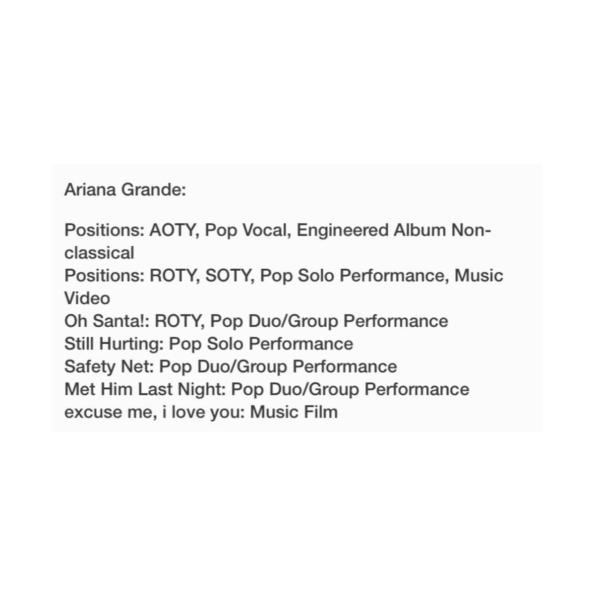 accessarianabr's tweet photo. Confiram as submissões oficiais de Ariana Grande para o #GRAMMYs 2022! https://t.co/R29yMCLXS0