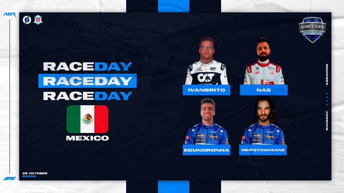 RACEDAY

🏆 <a href="/ptracingleague/">Portugal Racing League</a> Ultimate PS
🗓️ GP México 🇲🇽
🕙 22h00
📺 twitch.tv/rtparena | <a href="/rtparena/">RTP Arena</a> 

👤 ASR_IvanBrito_
👤 ASR_Nas
👤 ASR_edunoronha
👤 ASR_MrPsychosane

#letsgoASR