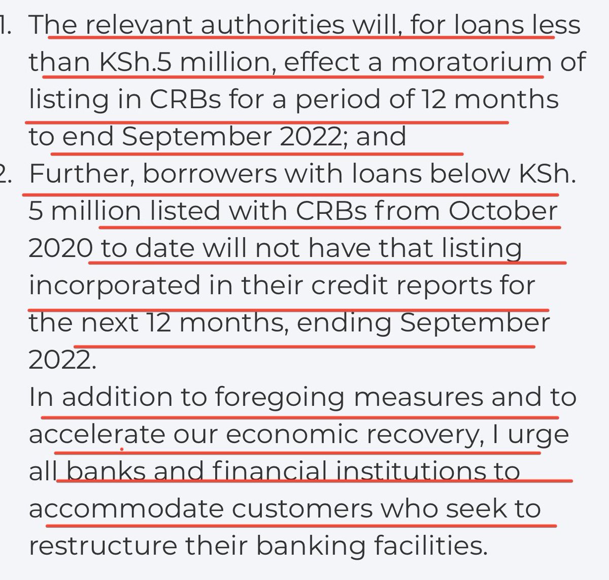 wa_kahugu's tweet photo. @StateHouseKenya
How Uhuru hoodwinked us & slithered away from the Pandora Scandal!
โFurther, borrowers with loans below KSh. 5 mil listed with CRBs from Oct 2020 to date will not have that listing incorporated in their credit reports for the next 12 months, ending Sept 2022.โ https://t.co/zDf7TW2JvP