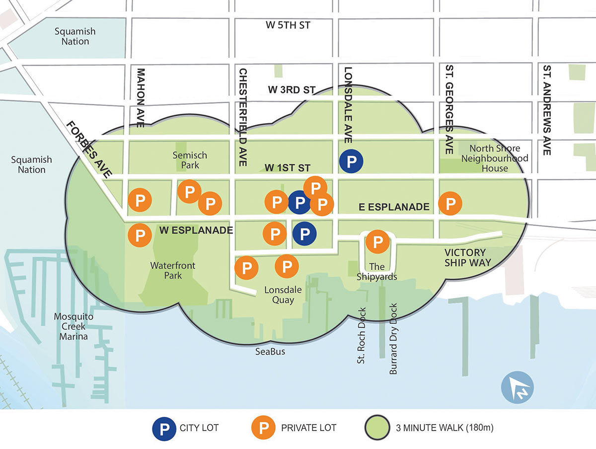 During construction on Esplanade, on-street parking will be unavailable in blocks with active construction. There are many nearby parking options, including over 2000 parking spaces within a 3 minute walk of Esplanade. 

cnv.org/ECS #NorthVan