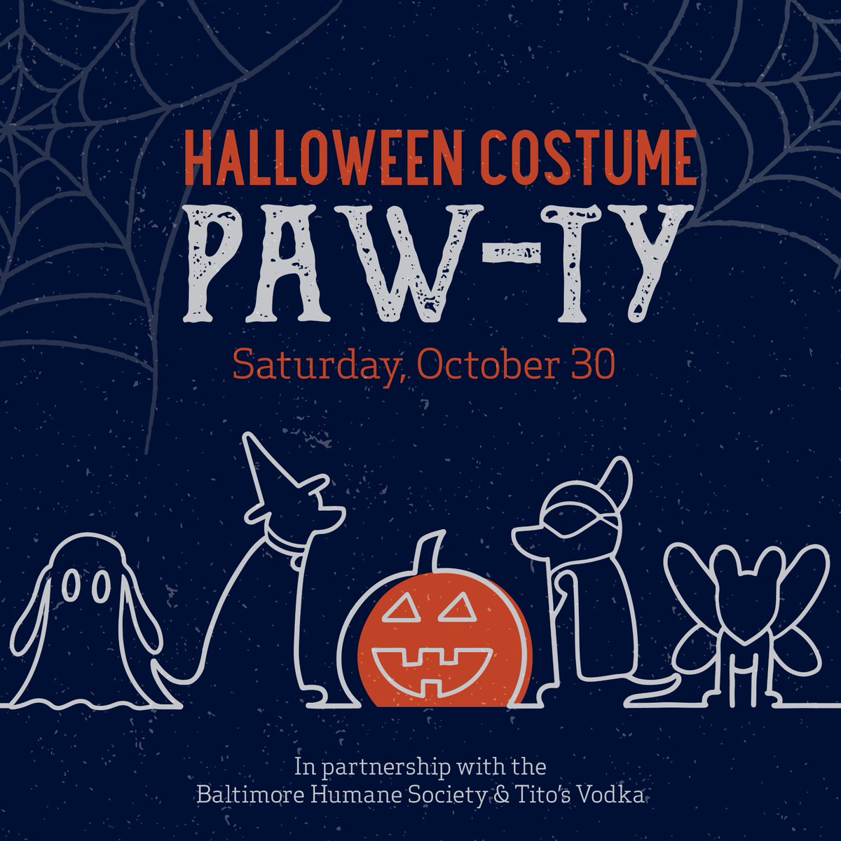bmorehumane's tweet photo. SAVE THE DATE! Join the fun as #thechoptank Baltimore partners with #BaltimoreHumane & #TitosVodka for a Halloween costume paw-ty! 1641 Aliceanna St, 21231 https://t.co/tpqvCw0tkG
